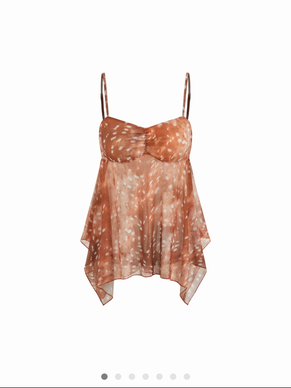 Cider Mesh Deer Print Sweetheart neck Cami Asymmetrical Hem (L) NWT